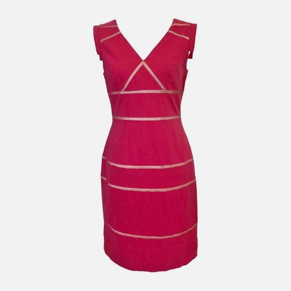 BLACK Saks Fifth Ave Pink & Tan Striped Dress - Picture 1 of 8